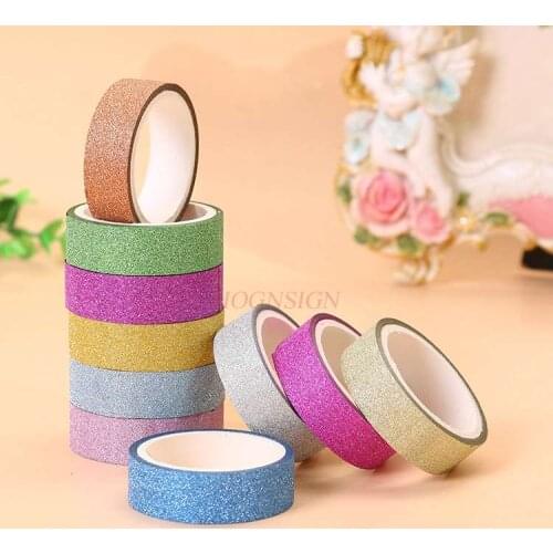 1pcs Gold Powder Tape Color Fluorescent Pearlescent Glitter Tape Handmade Decorative Plastic Stickers