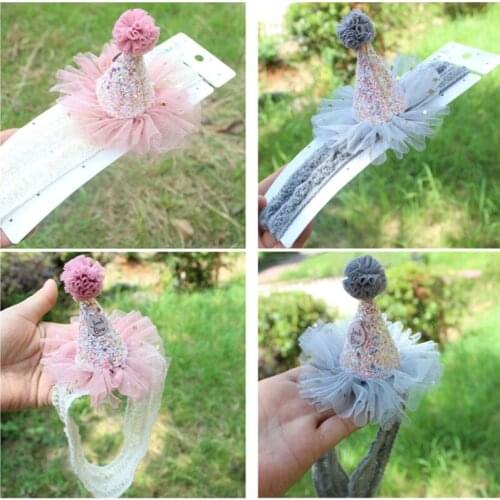 10pcs/lot Children Glitter Hat Hair Accessories Birthday Party Hats Kids Hair Band Shoot Prop Party Cap Headband