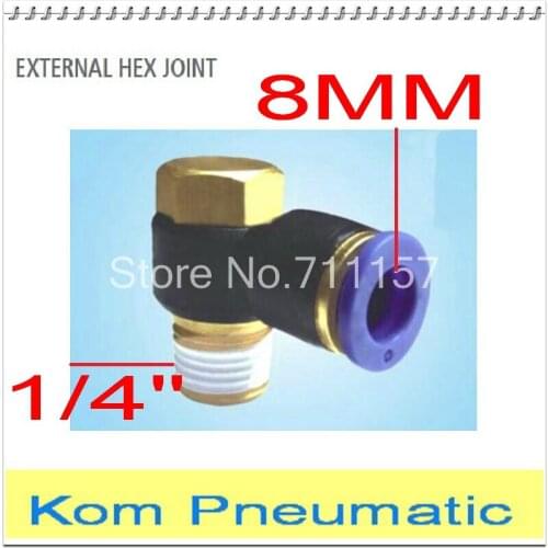 10pcs/lot Pneumatic APH PH 8-02 Hexagon Male Air Fitting 8mm - 1/4" 1/4 Inch Push In Tube Pipe Hose Joint Quick Connector Elbow