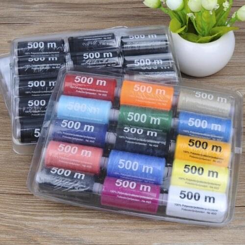 12/15pcs 500m Strong and Durable Sewing Threads for Sewing Polyester Thread Clothes Sewing Supplies Accessories White Black