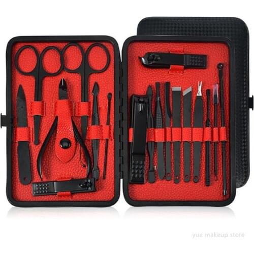 15/18pcs Stainless Steel Professional Nail Clipper Set Cuticle Eagle Hook Tweezer Manicure Pedicure Tools Kit Dropshipping 30