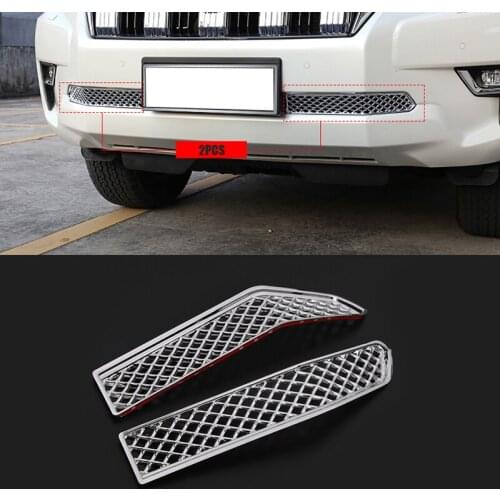2PCS ABS Chrome Car Insect Screening Mesh Front Lower Grille For Toyota Land Cruiser Prado 150 2018 LC150 FJ150 Accessories