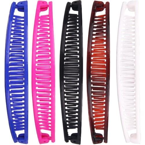 2pcs Banana Shape Hair Claws Clips Barette Wavy Tooth Section Tools Salon Fix Tools Headwear Women Hairstyling Tools