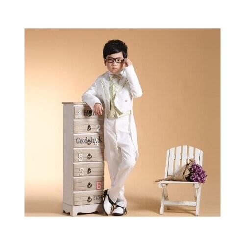 2018 New Fashion Boy suit white Performance tuxedo for boy Wedding flower Boyl suit School lecture male dress 2-14T boy
