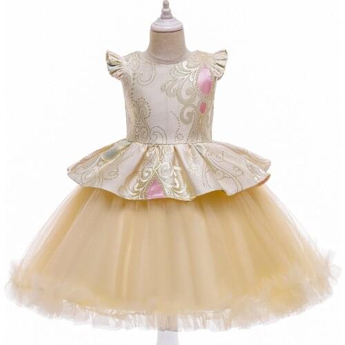 2021 Lace Princess Dress For Girls Childrens Birthday Party Costume Children Tulle Fabrics Elegant Wedding Gown For 4 5 6 7 8T