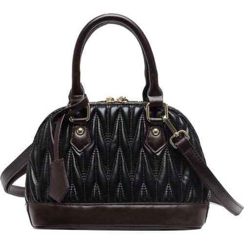 2021 New Fashion Pleated Women Handbags High Quality Ladies Shoulder Bags Leather Female Girl Luxury Brand Shell Crossbody Bag