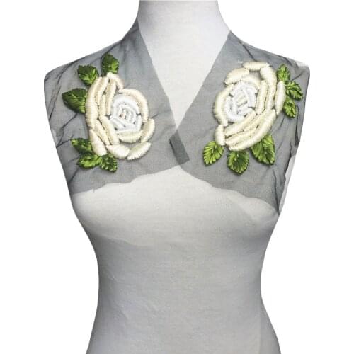 4pc Sew On Ribbon Embroidery Patch Flower Embroidered Applique Patches For Clothing Parches DIY Accessories AC1315