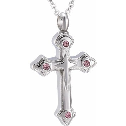 4 Star Cross With Crystal Memorial Jewelry Hold Ashes Cremation Urn Necklace For Pet/Human Ashes Urns Pendant Necklace Jewelry