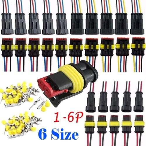 5 Kits 1/2/3/4/5/6 Pin Way Sealed Waterproof Electrical Wire Connector Plug Car Auto Set
