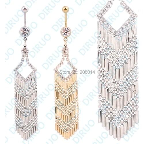 5pcs/lot. 14G Long Tassel Navel Belly Rings Belly Button Rings Body Piercing Jewelry