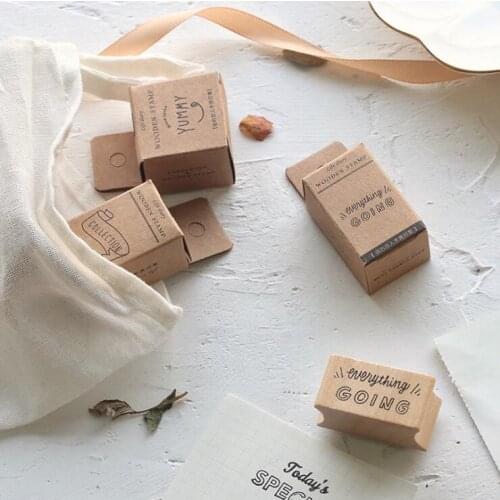 7Pcs Life Diary Series Wooden Rubber Stamp for Scrapbook Craft DIY Scrapbooking Photo Album Student Prize Promotional Gift