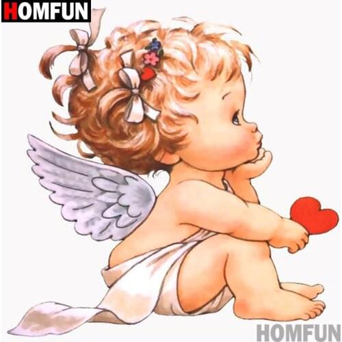 HOMFUN Full Square/Round Drill 5D DIY Diamond Painting "Cartoon angel baby" 3D Embroidery Cross Stitch 5D Home Decor Gift A17284