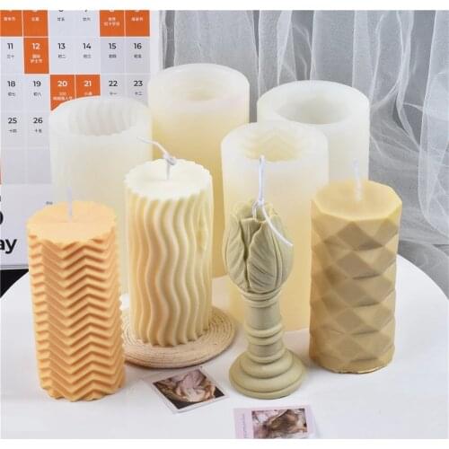 Non Stick Style Silicone Flowers Candle Mold Diy Wave Cuboid Soap 3d Stereo Patterns Decorating Plaster Making Tools