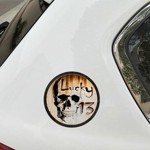 Lucky 13 car helmet stickers, auto accessories. Funny skull mouse stick, gasser, rust, slip, cover scratches. pvc