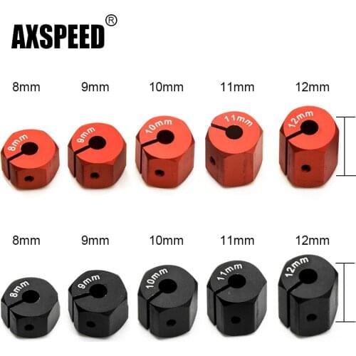 AXSPEED 4Pcs Metal Aluminum Alloy 8/9/10/11/12mm Thickness Wheel Rim Hex Drive Adapter 12mm for Axial SCX10 1/10 RC Crawler Car