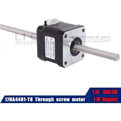 Free shipping NEMA 17 Through screw stepper motor 17HA4401-T8*4 200MM linear stepper motor For 3D Printer Monitor Equipment