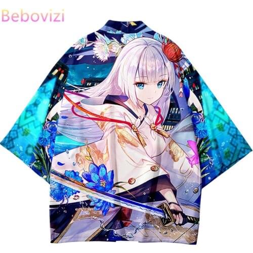 Big Size XXS-6XL Fashion Loose Kawaii Japanese Samurai Anime Cartoon Harajuku Cardigan Women Men Haori Kimono Cosplay Top Yukata