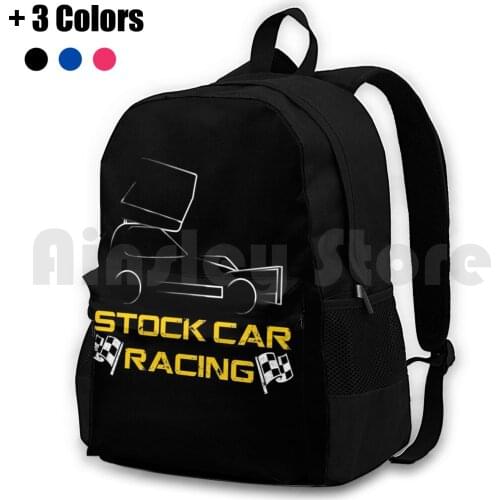 Brisca Stock Car Racing Car With Chequered Flags Outdoor Hiking Backpack Waterproof Camping Travel Stockcars Cars Racing Sport