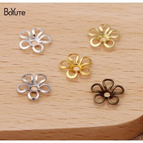 BoYuTe (400 Pieces/Lot) 9MM Metal Brass Stamping Flower Bead Caps Jewelry Materials Diy Hand Made Accessories Wholesale