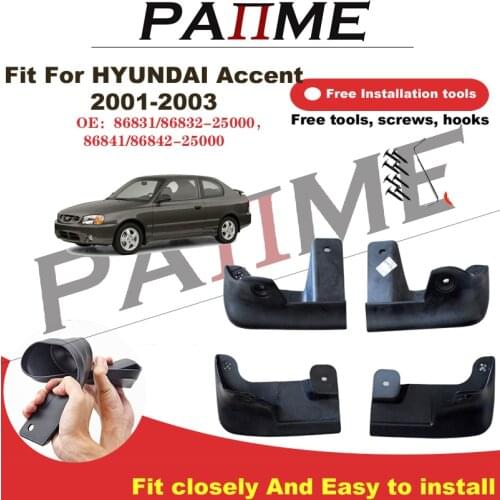 ReadyStock Car Automotive MudFlaps For Hyundai Accent 2001-2003 25000 4pcs/Set Molded Splash Guards Front Rear Mud Flap Mudguard