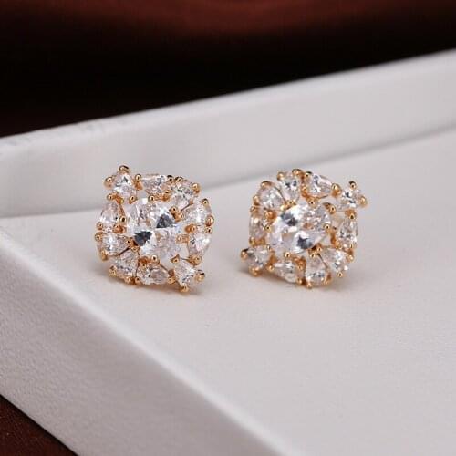 DE239 Fashion Elegant Delicacy 4A Zircon Circle Geometry Ear Stud GIRLS Gift Party Banquet WOMENS Jewelry Earrings 2021