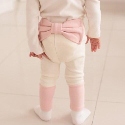 Newborn toddler Girls Baby Warm Leggings Cotton Pants Cute Lovely Girls Stretch Bow Trousers 0-3Y 2017 Kids PP pants
