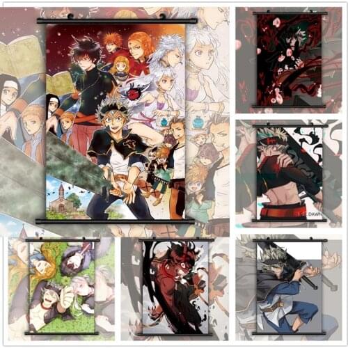 Home Decoration Wall Artwork Painting Black Clover Plastic Hanging Japanese Animation Scrolls Modern Canvas Print Picture Poster
