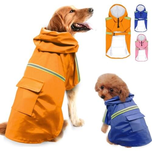 Waterproof Raincoat For Dog Adjustable Pet Coat Jacket Reflective Dog Clothes Poncho With Hood For Small Medium Large Dogs