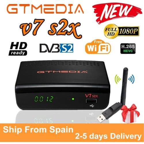 FTA GTmedia V7 S2X DVB-S2 1080P Satellite Receiver ccam gtmedia V7s2x H.265 upgrade form GT Media v7s With USB WIFI free no app