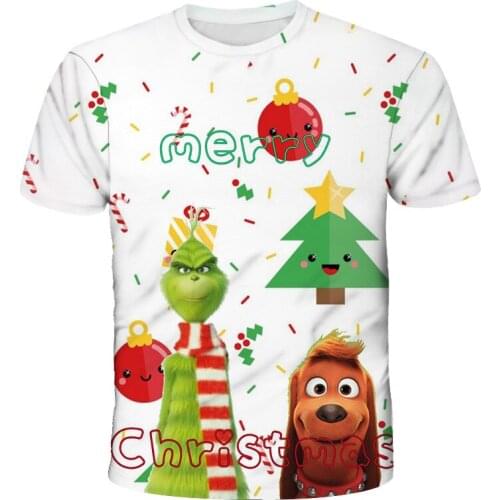 Summer Anime Grinch Ninja 3D Printing Girl Short Sleeve T-shirt 100% Polyester Fashion Spoof Elements Urban Top Inch Shirt 4T-14