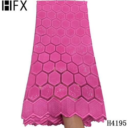 HFX Popular Design 2020 Lace Fabric Sequins Mesh African Lace Fabric High Quality Embroiderd Chiffon Fabric 5 yards Party Dress