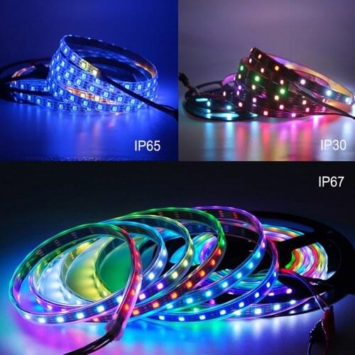 Individually Addressable Tape Light WS2812 RGB LED Strip Light WS2815 (WS2812B updated,Dual Signal ) 30 60 144 LEDs IP30 65 67