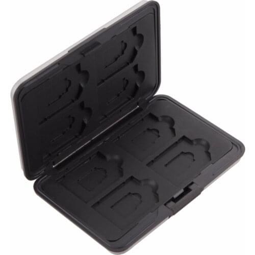 SD Card Memory Card Storage Box Case Holder Silver Plastic 16 Slots (8+8) for Micro SD SD/ SDHC/ SDXC Memory Card Storage