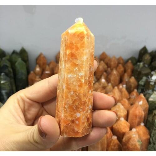 1pcs High Quality Natural Sunstone Pillar Crystal For Present Or Collection Reiki decoration