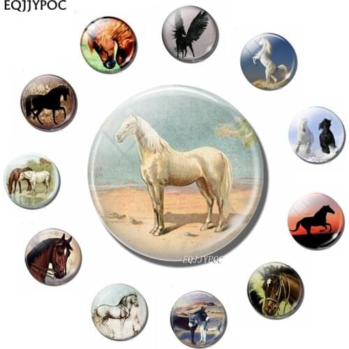 Horse Fridge Magnets 30mm Glass Dome Cabochon Lovely Animal Refrigerator Magnetic Sticker Kids Fairy Tale Home Decoration