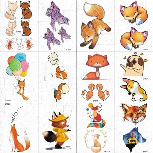 Yellow Small Tattoo Women Kids Arm Fox Tattoos Temporary Girls Hands Swan Cartoon Tatoos Boy Girl Baby Body Art Drawing Stickers