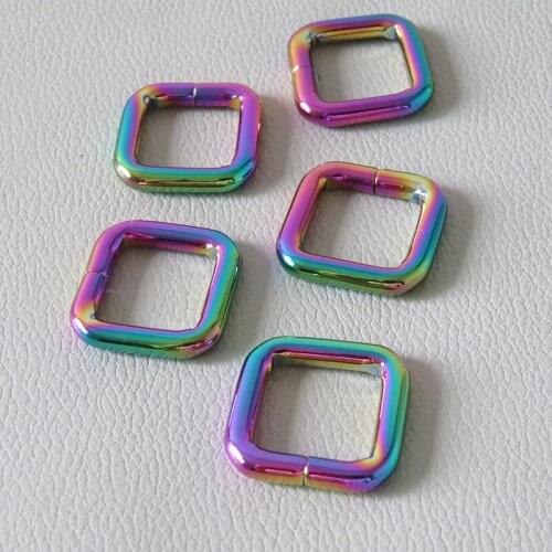 1Pcs Inner 15mm Rainbow Metal Rectangle Square Ring Buckle Hardware Clasp Dog Leads Loop Bag Backpack Belt Straps Accessories