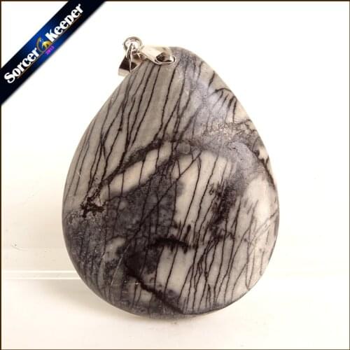 Fashion Crystal Quartz Pendant Necklace Natural Zebra Agates Stone Necklaces For Men Vintage Colares Femininos ZS098