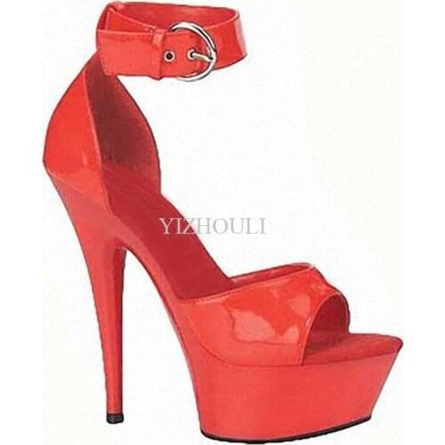 Fashion sexy solid color high heels, catwalk model catwalk model 15 cm high heel sandals