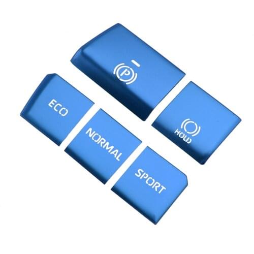 1Set Blue Gear Shift Box Button Sticker Trim Decoration Cap Metal Fit For Toyota RAV4 2019 2020