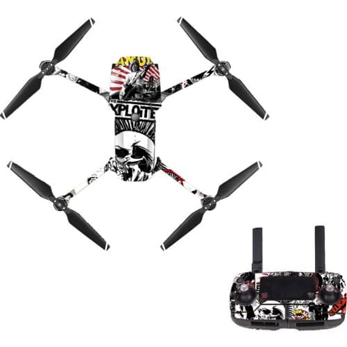 Punk Rock Style Decal Skin Sticker For DJI Mavic Pro Drone + Remote Controller + 3 Batteries Protection Film Cover M0254