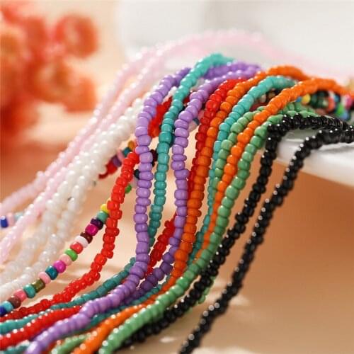 VAGZEB Simple Choker Necklace Female Fashion Seed Beads Stand Necklace for Women Girl Party Beach Travel Trendy Jewelry