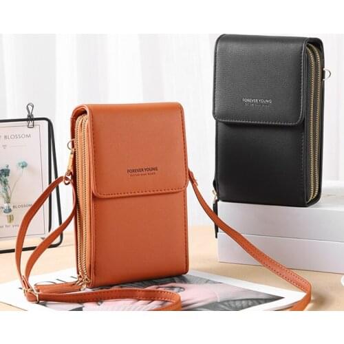 Transparent Touch Screen Retro Simple Mobile Phone Bag Women PU Chain Messenger Bags Small Flap Bag Mini Shoulder Bag
