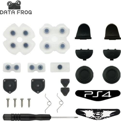 For Dualshock 4 Conductive Rubber L1R1 L2R2 Spring Buttons with Thumbsticks Sticks Light Bar Sticker for Play Station 4 PS4