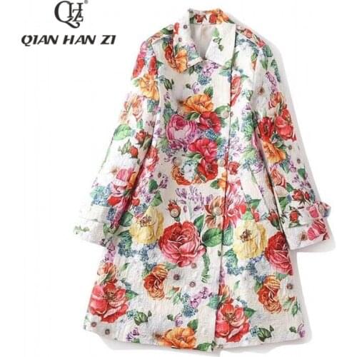 Qian Han Zi Women's Double Breasted Trench Coats