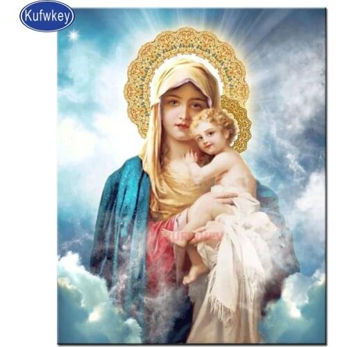 Religious icons Diamond Painting Virgin and child fullsquare round Diamond Mosaic Cross Stitch Madonna full square Rhinestones
