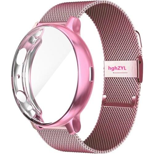 Metal Mesh Loop Strap For Garmin Venu 2 2S / Vivoactive 4S / 4 Band With Protector TPU Case Screen Bracelet Accessories