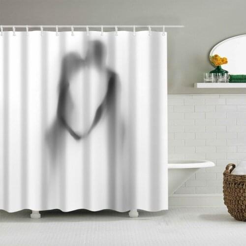 Romantic couple back view shower curtain Star portrait pattern Bath curtain Family bathroom must-have style gift with hookC0332