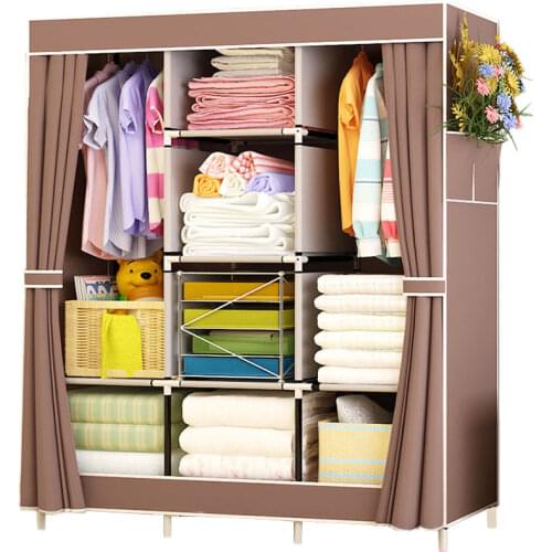 Clothes Closet Portable Wardrobe Durable Clothes Storage Organizer Non-woven Fabric Cloth Storage Shelf 170cm*125cm*45cm