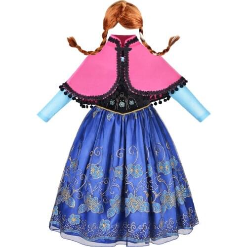 Snow Queen Girls Anna Cosplay Costume Kids Dress Up Princess Dress Anna Wig Baby Girl Birthday Party Christmas Fancy Dress